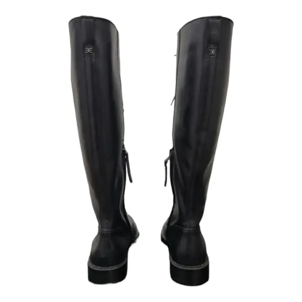 Sam‎ Edelman Black Leather Nance Knee-High Lace-Up Boots Size 6.5